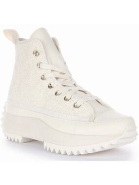 Converse Run Star Hike Daisy Cord Egret Lace Up Platform Sneakers